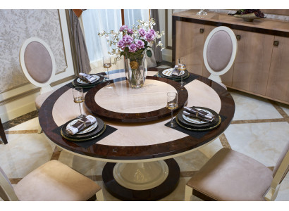 Modern furniture set of round dining table and 4 chairs