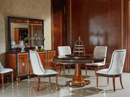 Round Dining room + 6 Chairs Chair Set Suite Round Table Wood Tables Round