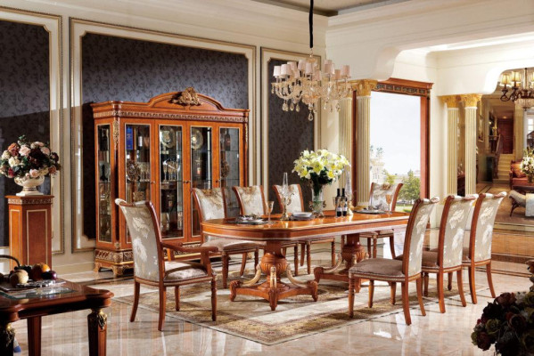 6 Chairs Set Dining room Designer Wood Chair Suite Antique Style Baroque Rococo