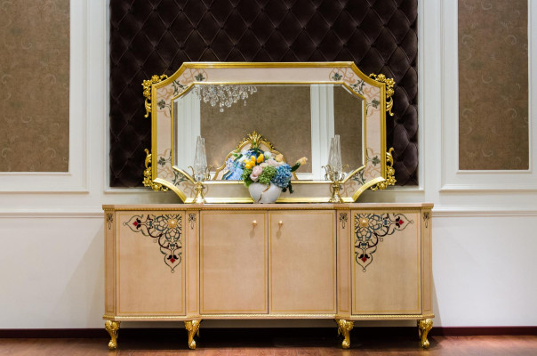 Chest of drawers Sideboard Chests of drawers Sideboards Living room Baroque Sideboard Mirror new