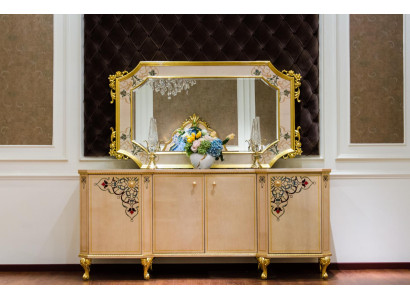 Chest of drawers Sideboard Chests of drawers Sideboards Living room Baroque Sideboard Mirror new