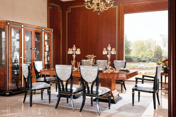 Elegant Designer Chair Set 8 x Armchair Chairs Rococo Baroque Antique Style Suite