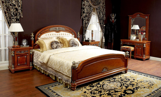 Complete's Bedroom Luxury Designer Antique Style Bed Dressing table Bedside tables