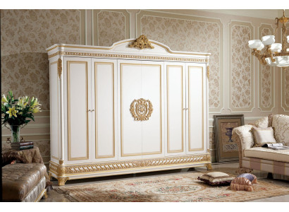 Elegant 6-door Classic r Wardrobe with gold-plated decorations