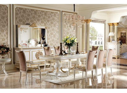 Classic r Dining table Table Wood Dining room Suite + 4x Chair Set Chairs Baroque