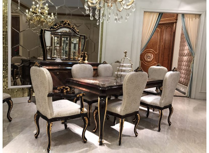 Dining table 6 Chairs Chair Dining room Suite Baroque Rococo Tables Table E70 7pcs.