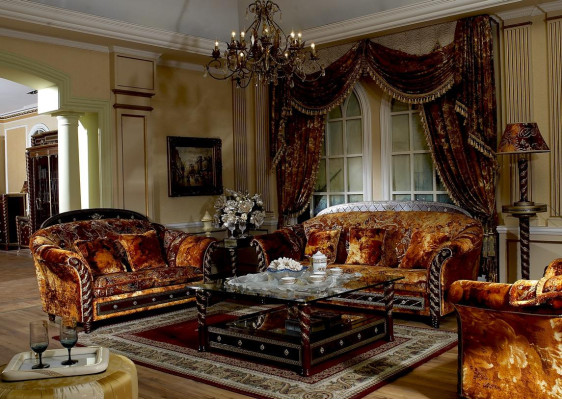Classic Sofa set Baroque Rococo Antique Style Furniture Upholstery Sofa Couch 3+2