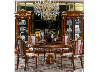 Round Dining table + 6 Chairs Chair Dining room Complete Suite Baroque Rococo Set