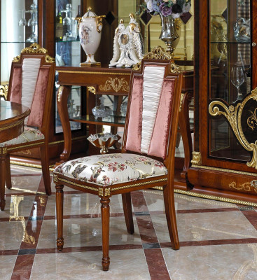 Round Dining table + 6 Chairs Chair Dining room Complete Suite Baroque Rococo Set