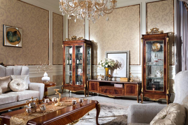 Wall unit Display case Deco Console Wall unit Glass showcases Living room Baroque