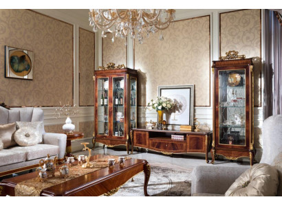 Wall unit Display case Deco Console Wall unit Glass showcases Living room Baroque
