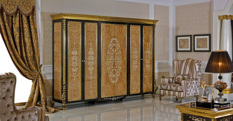 Wardrobe Bedroom E61 Wood Wardrobe Antique Style Baroque Rococo