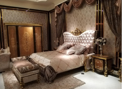 Bed + 2x Bedside tables 3 pieces. Italian Furniture Baroque Rococo Bedroom Set
