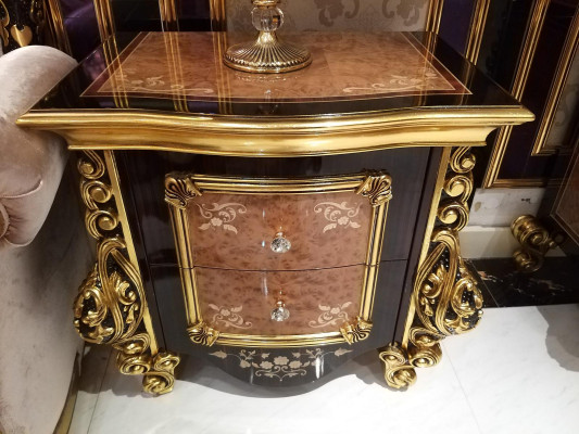 Bed + 2x Bedside tables 3 pieces. Italian Furniture Baroque Rococo Bedroom Set