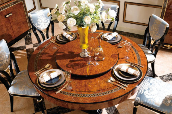 Round Dining room + 6 Chairs Chair Set Suite Round Table Wood Tables Round