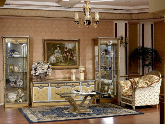 Wall unit Living room Chest of drawers Genuine Holt Baroque Rococo Display case Glass showcases new