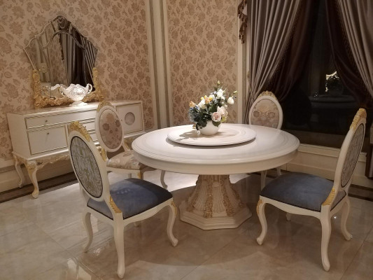 Dining room Set Baroque Rococo Table 6x Chairs Buffet Mirror Chest of drawers 7tlg.Group