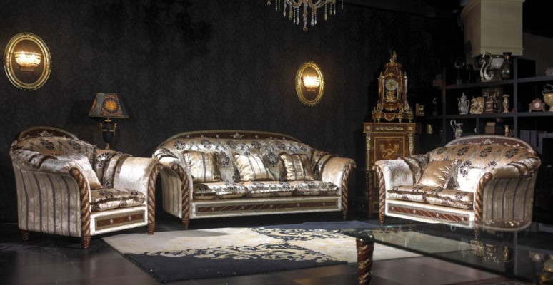 Extra Luxury Class Antique Style Baroque Rococo Upholstery Furniture Sofa Couch Set 3+2+1