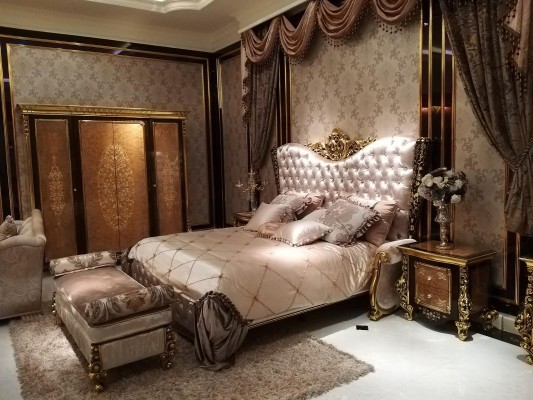 Bedroom Set Baroque Rococo Bed Bedside table Chest of drawers Italy Furniture 7pcs. new