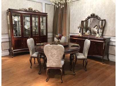 Round Dining table + 6 Chairs Chair Dining room Complete Suite Baroque Rococo