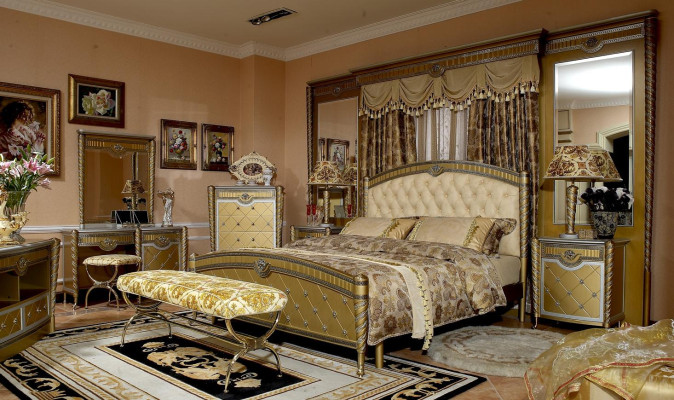 Bedroom Complete Set Chest of drawers Dressing table Bed Suite Set Baroque Rococo