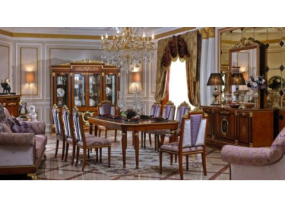 Dining room set in classic style with elegant gold accents