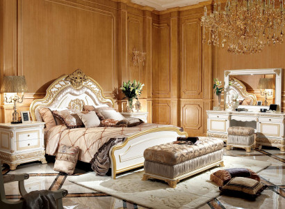 Bedroom furniture ensemble with exquisite golden decorations