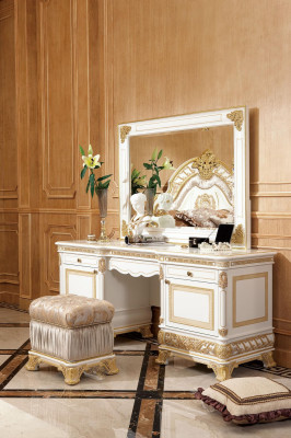Bedroom furniture ensemble with exquisite golden decorations