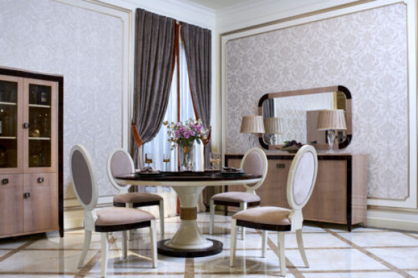 Laconic furniture set for the dining area consisting of 7 parts