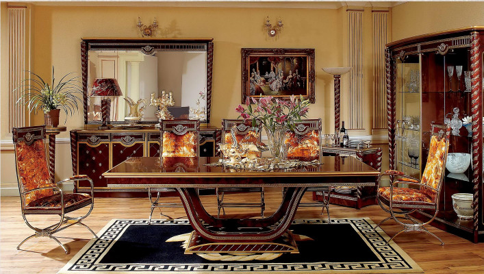 Baroque Rococo Style Furniture Dining table Tables Dining room Suite 6 Chairs + Table E26