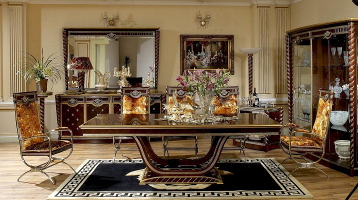 Baroque Rococo Style Furniture Dining table Tables Dining room Suite 6 Chairs + Table E26