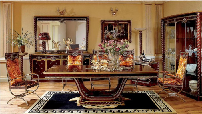 Baroque Rococo Style Furniture Dining table Tables Dining room Suite 6 Chairs + Table E26