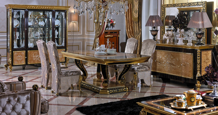 8 Chairs Set Dining room E61 Designer Wood Chair Suite Antique Baroque Dining table