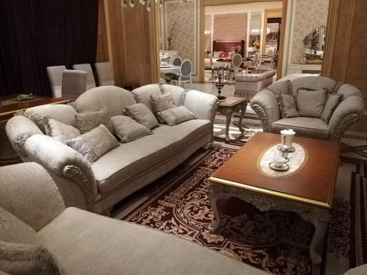 Sofa set 3+2+1 Seater Set Design Sofas Upholstery Couches Textile Sofa Baroque
