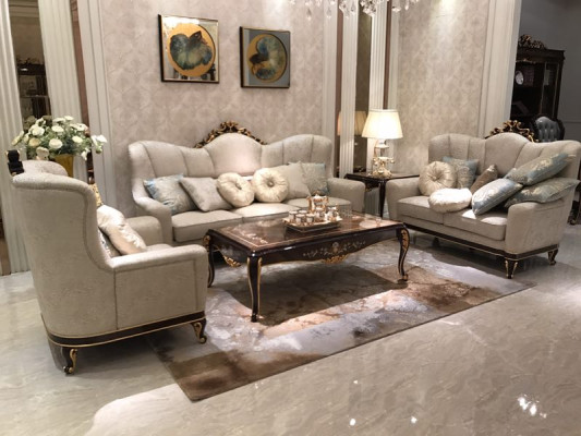 Baroque Rococo Sofa set Sofa Suite Couch Sofas Upholstery 3+1 Complete E70
