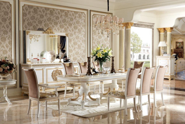 Royal Dining room Set Table XXL + 8 Chairs Armchair Chair Set Suite Baroque