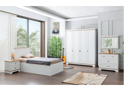 Country house style Childrens room Set Bedroom Bed Bedside table Wardrobe Chest of drawers 5pcs