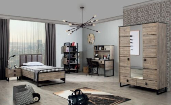 Youth Room Loft Childrens room Set Bedside table Bookshelf Desk Wardrobe