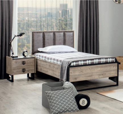 Loft Design Beds Bedroom Bed Wood with Upholstery Headboard Bed Frame new