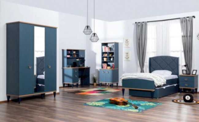 Blue's Childrens room Set Bed Bedside table Wardrobe Shelf Desk new