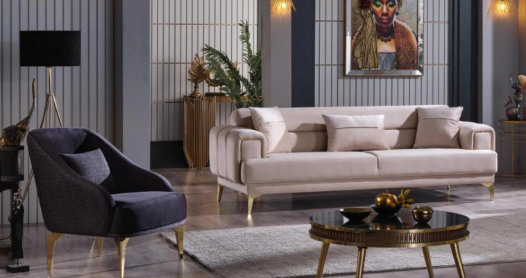 Designe sofa set luxury stainless steel furniture modern upholstery sofas armchair 3+1