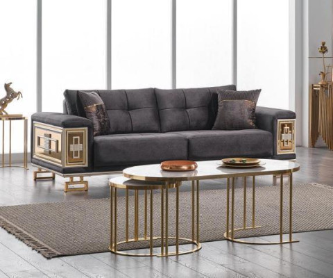 Gray modern three-seater sofa Living room furniture Noble couch textile furniture