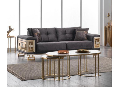 Gray modern three-seater sofa Living room furniture Noble couch textile furniture