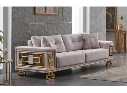 Light gray three-seater Living room Sofa Textile couches Upholstered furniture Fabric