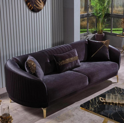 Three Seater Sofa Modern Living room Couch Black Designer Upholstered Sofas