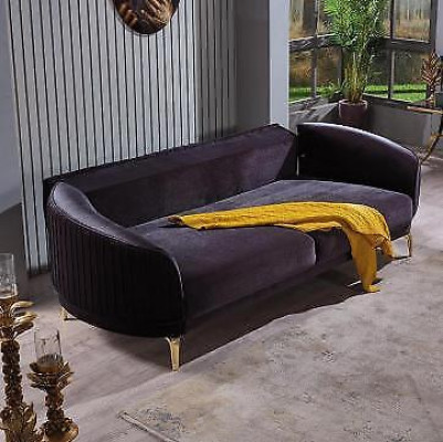 Three Seater Sofa Modern Living room Couch Black Designer Upholstered Sofas