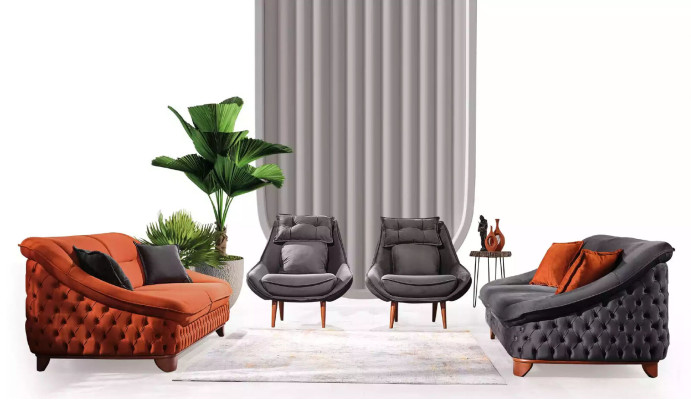 Sofa set 3+3+1 Seater Sofas Set Chesterfield Living room Complete 3pcs