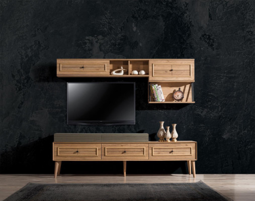 Wall unit TV stand wall cabinet TV cabinet lowboard brown wood sideboard modern