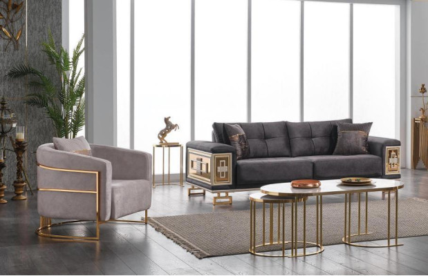 Elegant living room sofa set luxury set three-seater armchair modern textile