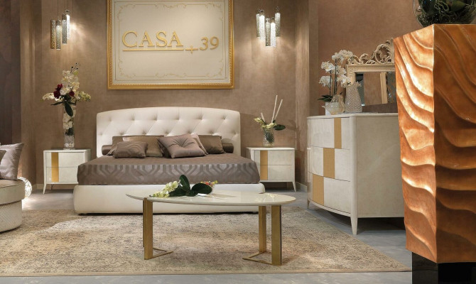 Bed + 2x Bedside table 3-piece Bedroom Set Modern Design Luxury Classic Furniture